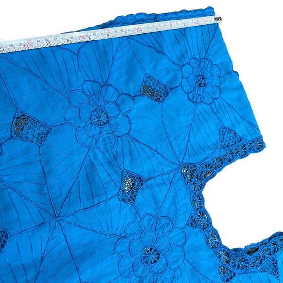 Mexican Blue Knit Embroidered Shirt Blouse Top with Camisole 2 Piece Set Size M - Picture 13 of 16